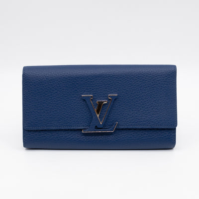 Capucines Wallet Blue Taurillon Leather