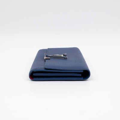 Capucines Wallet Blue Taurillon Leather