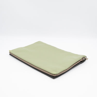 Soft Trio Zipped Bag Dark Green Leather