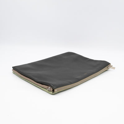 Soft Trio Zipped Bag Dark Green Leather