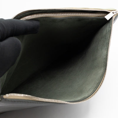 Soft Trio Zipped Bag Dark Green Leather