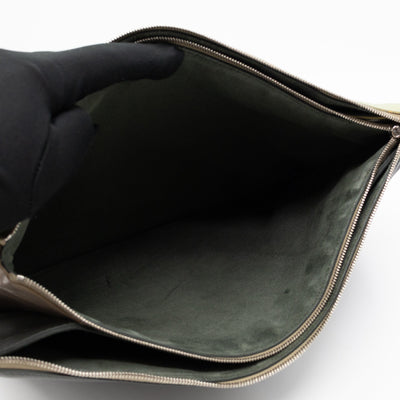Soft Trio Zipped Bag Dark Green Leather