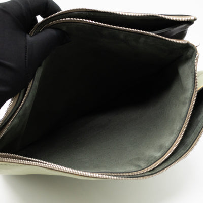 Soft Trio Zipped Bag Dark Green Leather