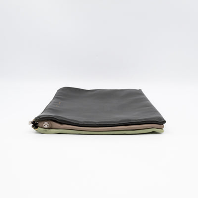 Soft Trio Zipped Bag Dark Green Leather