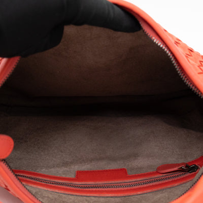 Veneta Hobo Bag Small Intrecciato Orange Leather