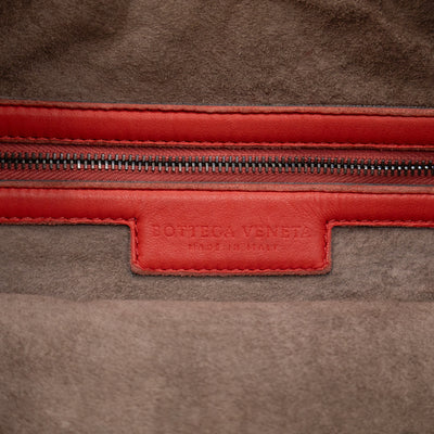Veneta Hobo Bag Small Intrecciato Orange Leather