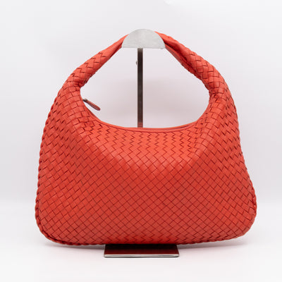 Veneta Hobo Bag Small Intrecciato Orange Leather