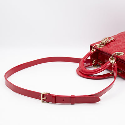 Lady Dior Medium Red Patent Leather