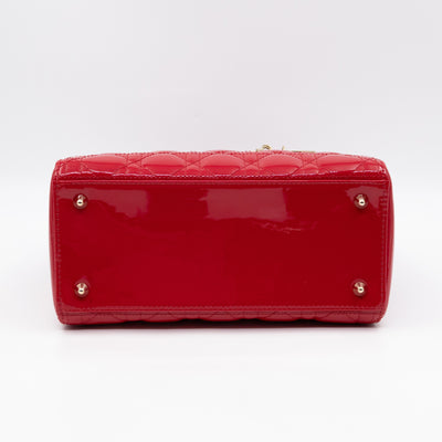 Lady Dior Medium Red Patent Leather