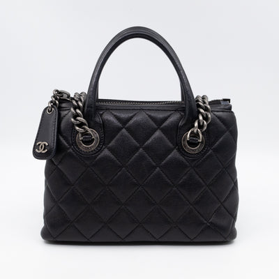 Small Boy Chained Tote Black Quilted Calfskin