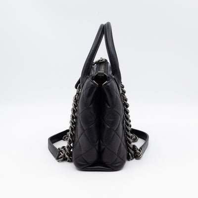 Small Boy Chained Tote Black Quilted Calfskin