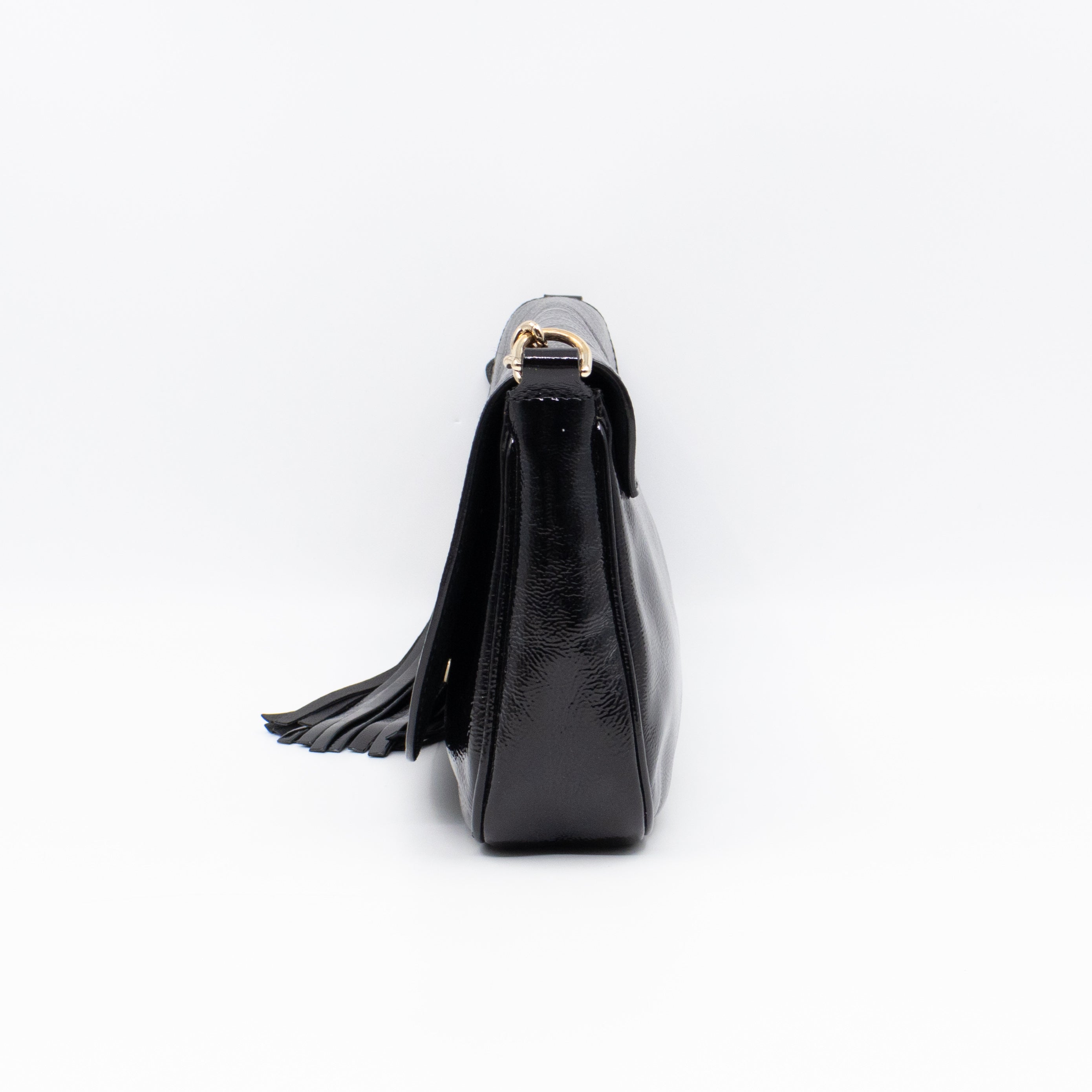 Soho Medium Flap Chain Bag Black Patent Leather