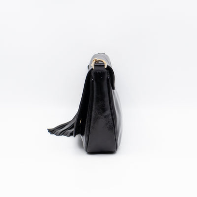 Soho Medium Flap Chain Bag Black Patent Leather