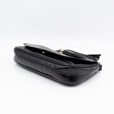 Soho Medium Flap Chain Bag Black Patent Leather