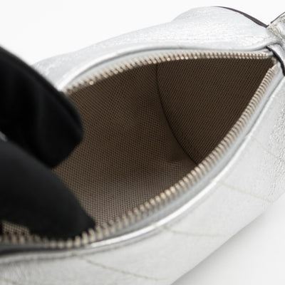 Mini Blondie Shoulder Bag Silver Diagonal Quilted Leather