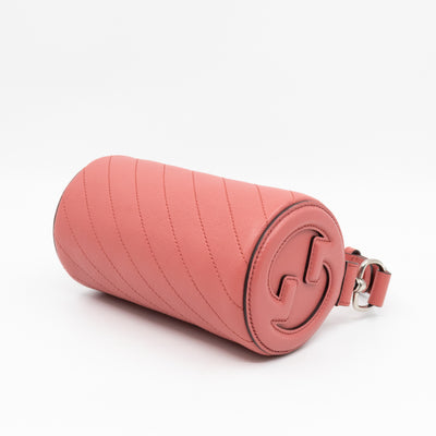 Mini Blondie Shoulder Bag Pink Diagonal Quilted Leather