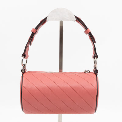 Mini Blondie Shoulder Bag Pink Diagonal Quilted Leather