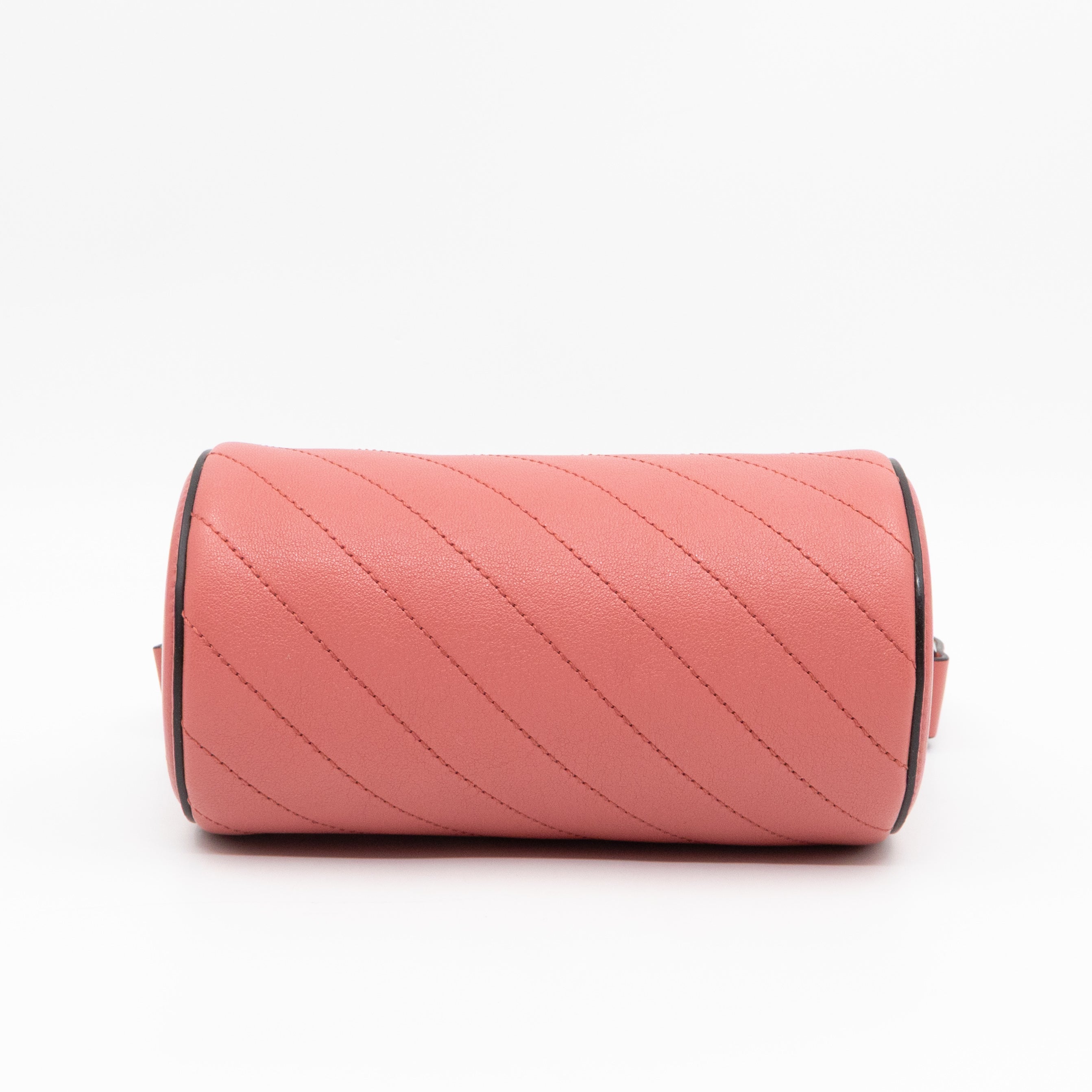 Mini Blondie Shoulder Bag Pink Diagonal Quilted Leather