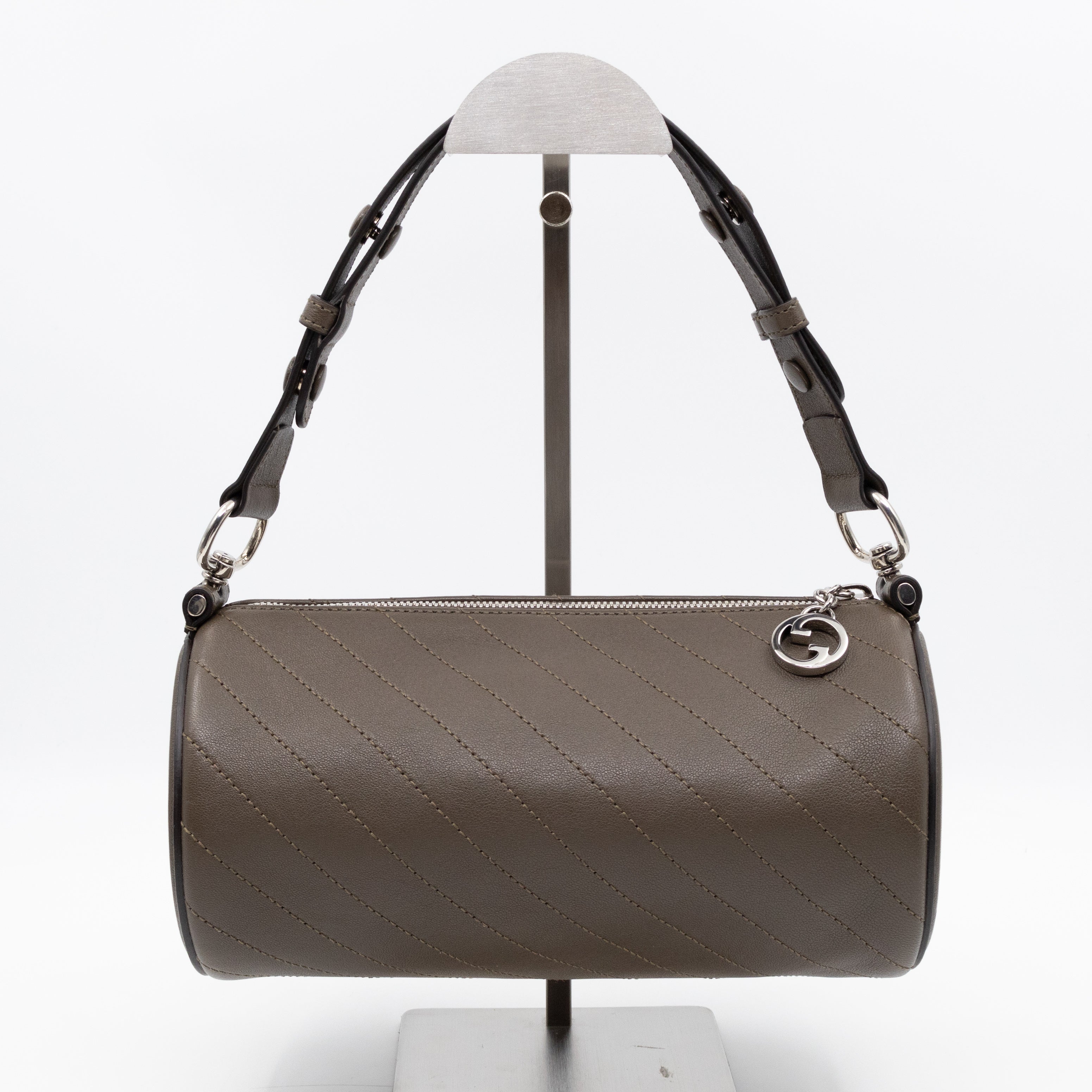 Small Blondie Shoulder Bag Diagonal Quilted Olive Leather