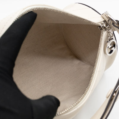 Small Blondie Shoulder Bag Diagonal Quilted White Leather