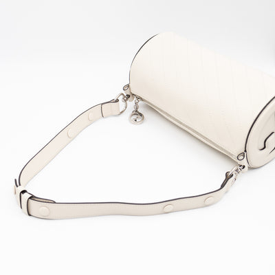 Small Blondie Shoulder Bag Diagonal Quilted White Leather