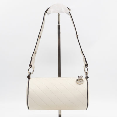 Mini Blondie Shoulder Bag White Diagonal Quilted Leather