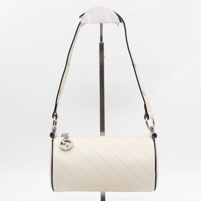 Mini Blondie Shoulder Bag White Diagonal Quilted Leather