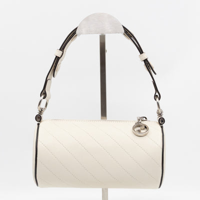 Mini Blondie Shoulder Bag White Diagonal Quilted Leather