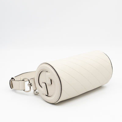 Mini Blondie Shoulder Bag White Diagonal Quilted Leather