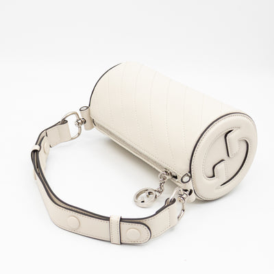 Mini Blondie Shoulder Bag White Diagonal Quilted Leather