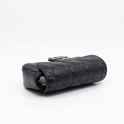 GG Marmont Flap Matelassé Super Mini Black Leather