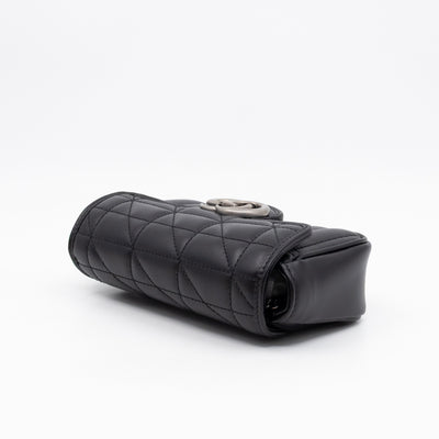 GG Marmont Flap Matelassé Super Mini Black Leather
