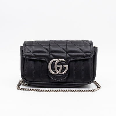 GG Marmont Flap Matelassé Super Mini Black Leather