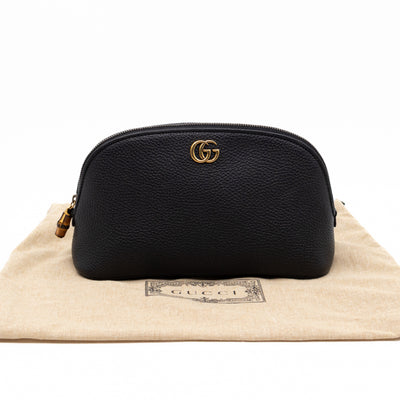 Bamboo Puller GG Beauty Case Black Leather