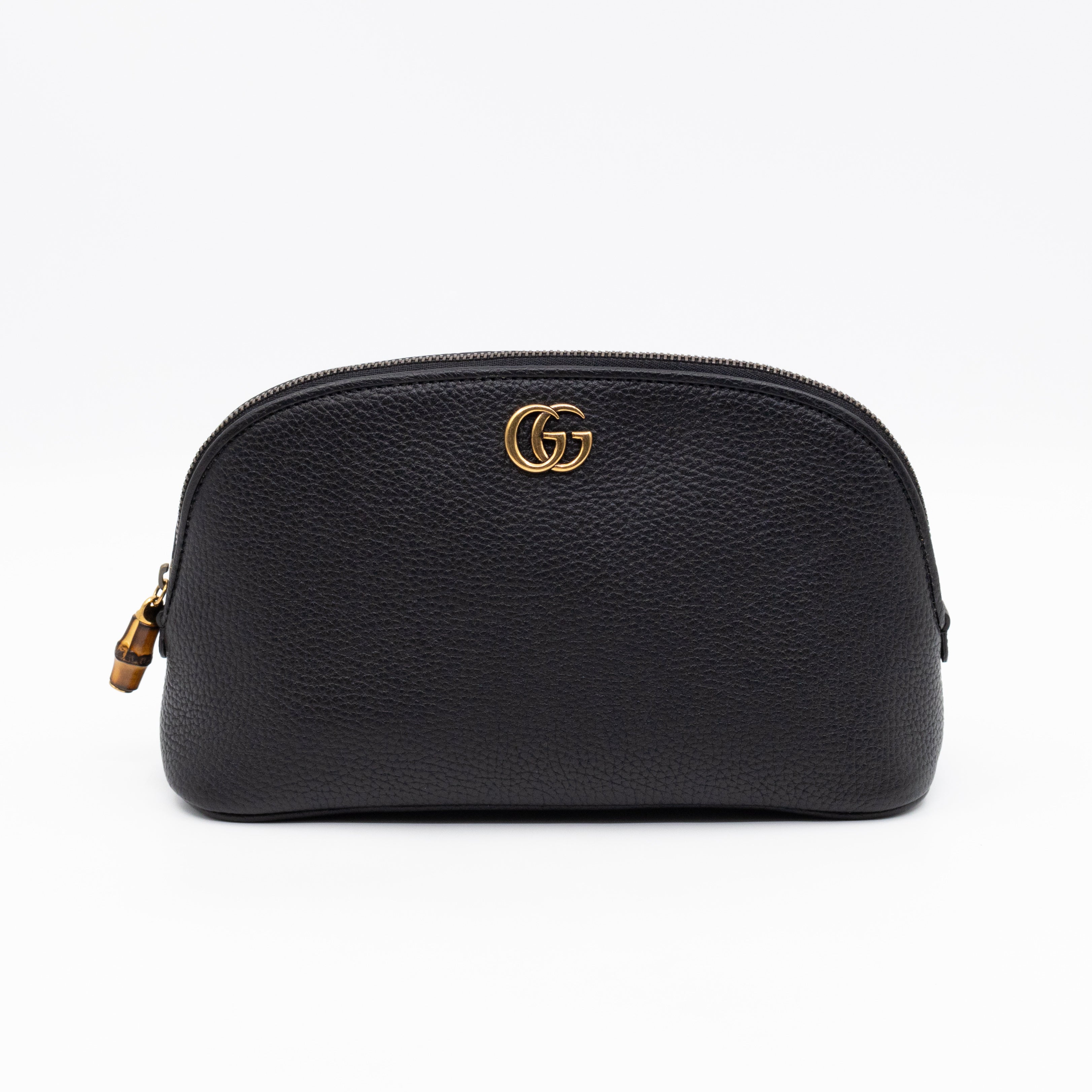 Bamboo Puller GG Beauty Case Black Leather