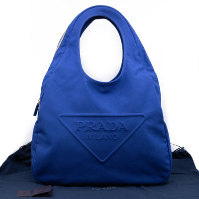 Canapa Logo Embossed Slouchy Tote Cobalto Canvas