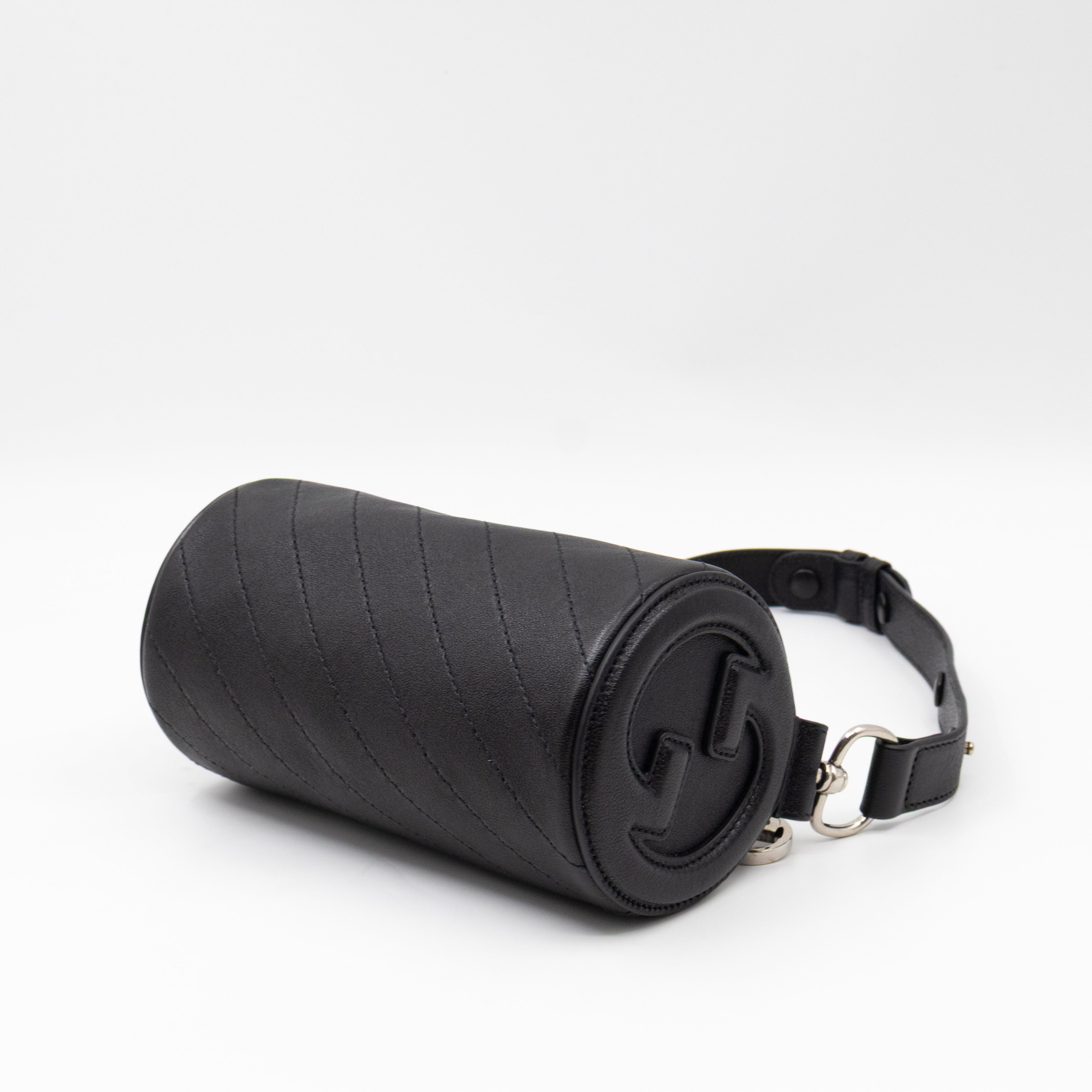 Mini Blondie Shoulder Bag Black Diagonal Quilted Leather