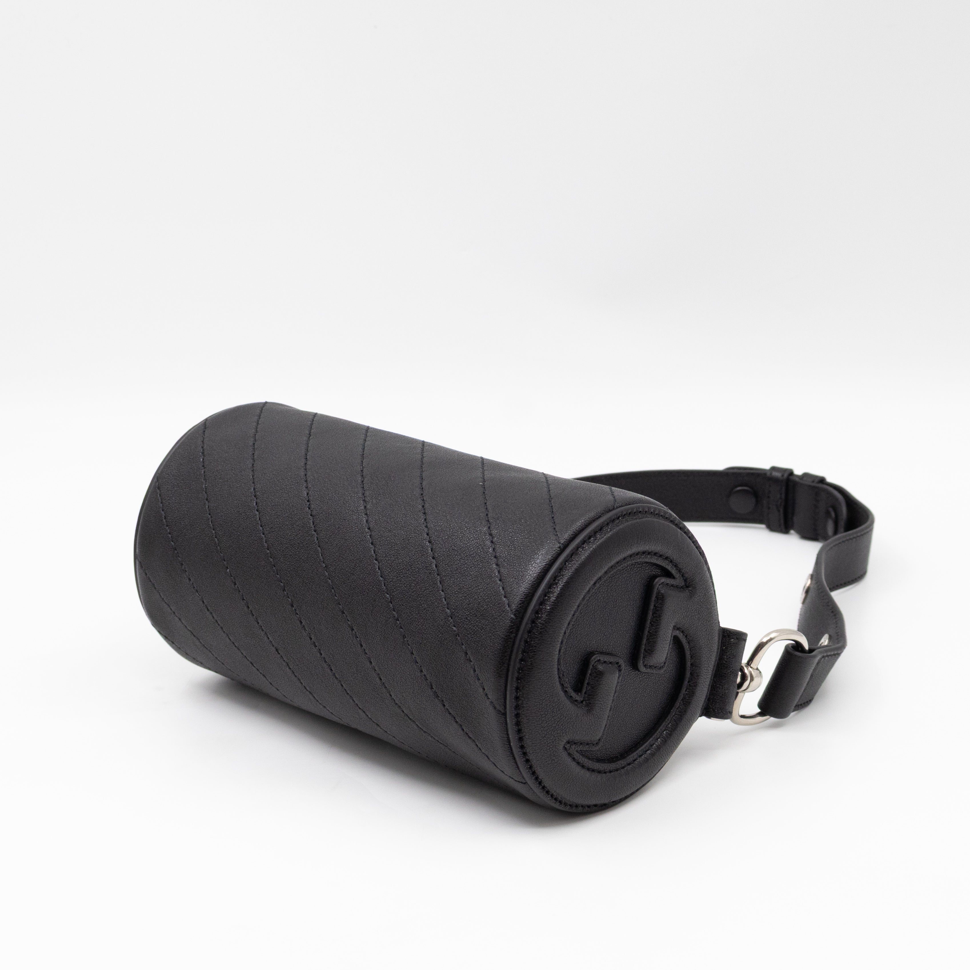 Mini Blondie Shoulder Bag Black Diagonal Quilted Leather