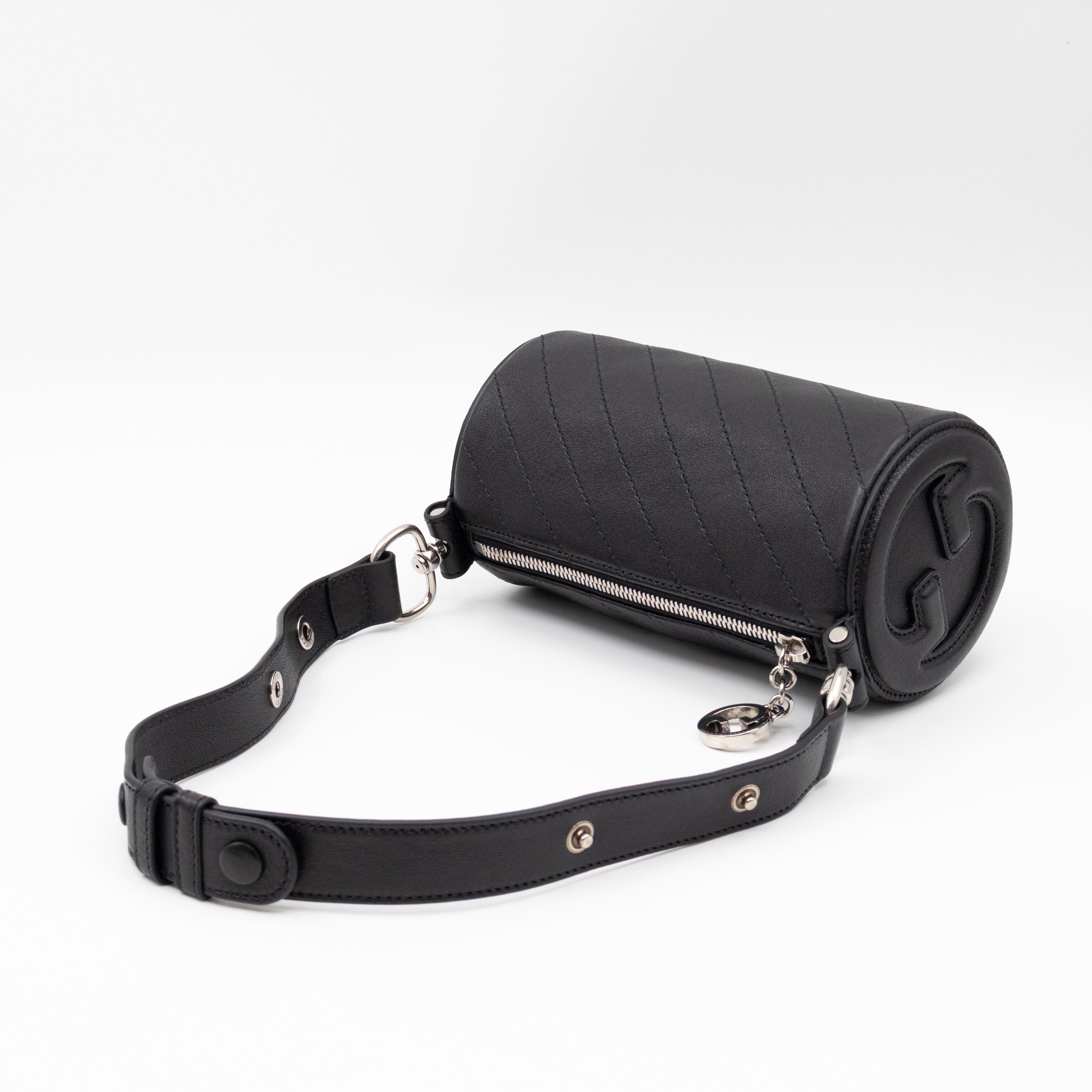 Mini Blondie Shoulder Bag Black Diagonal Quilted Leather