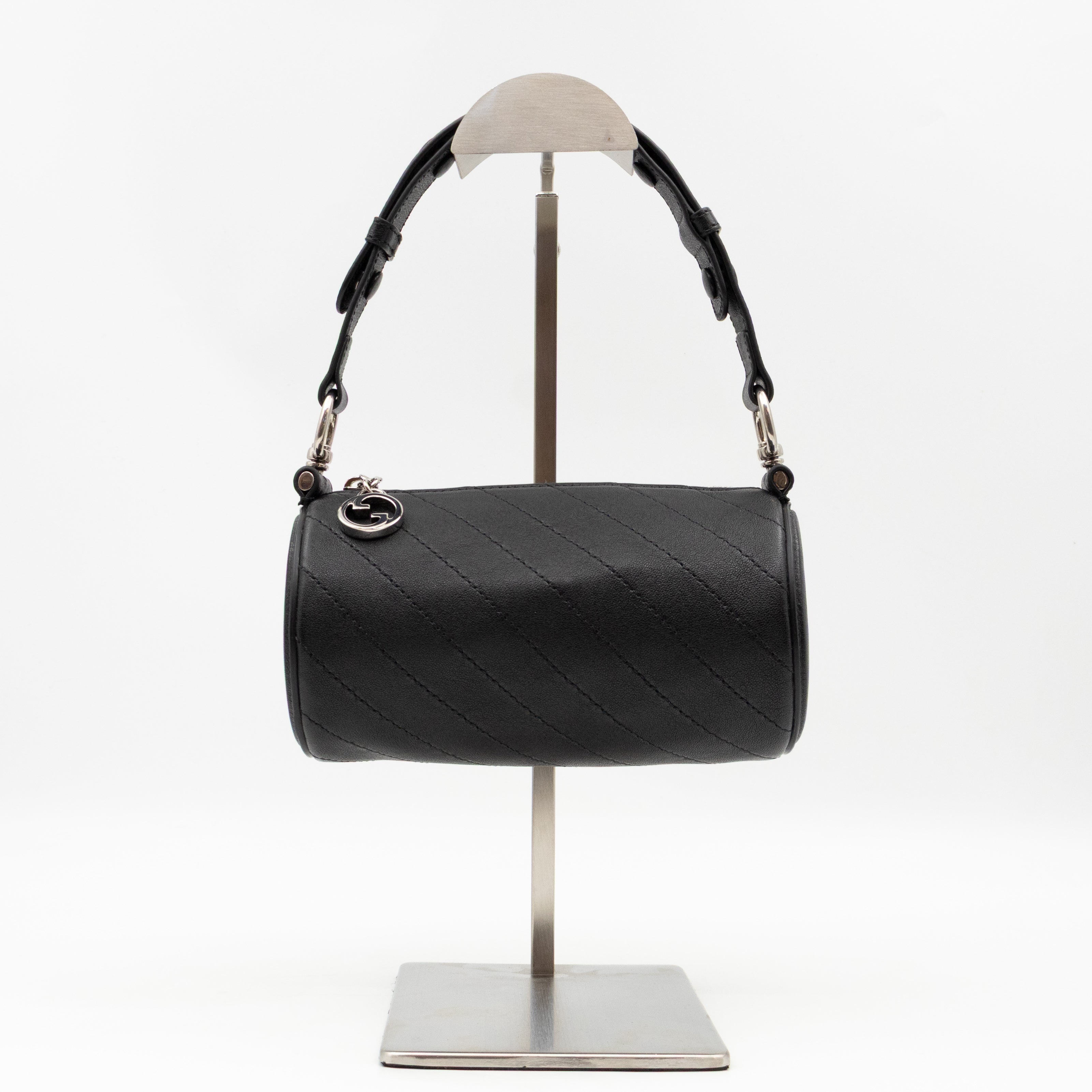 Mini Blondie Shoulder Bag Black Diagonal Quilted Leather