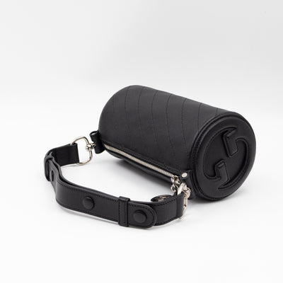 Mini Blondie Shoulder Bag Black Diagonal Quilted Leather