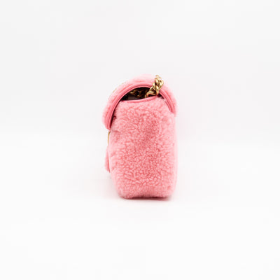 GG Marmont Medium Flap Bag Pink Shearling