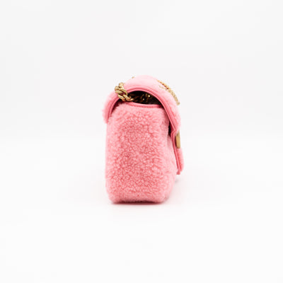 GG Marmont Medium Flap Bag Pink Shearling