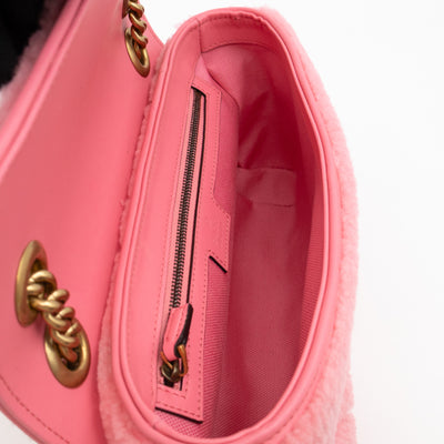 GG Marmont Medium Flap Bag Pink Shearling