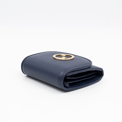 Blondie Medium Chain Wallet Bag Navy Leather