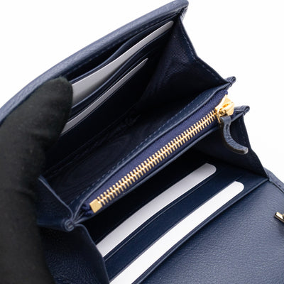Blondie Medium Chain Wallet Bag Navy Leather