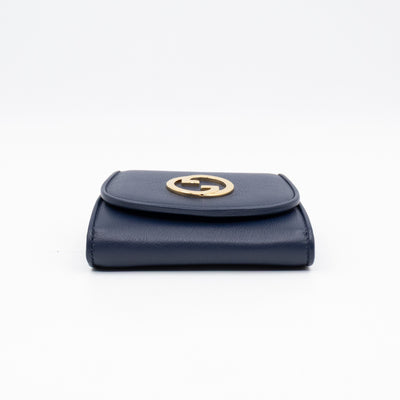 Blondie Medium Chain Wallet Bag Navy Leather