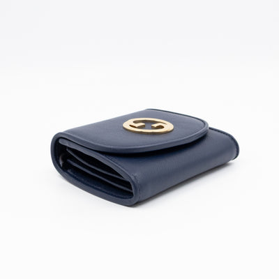 Blondie Medium Chain Wallet Bag Navy Leather