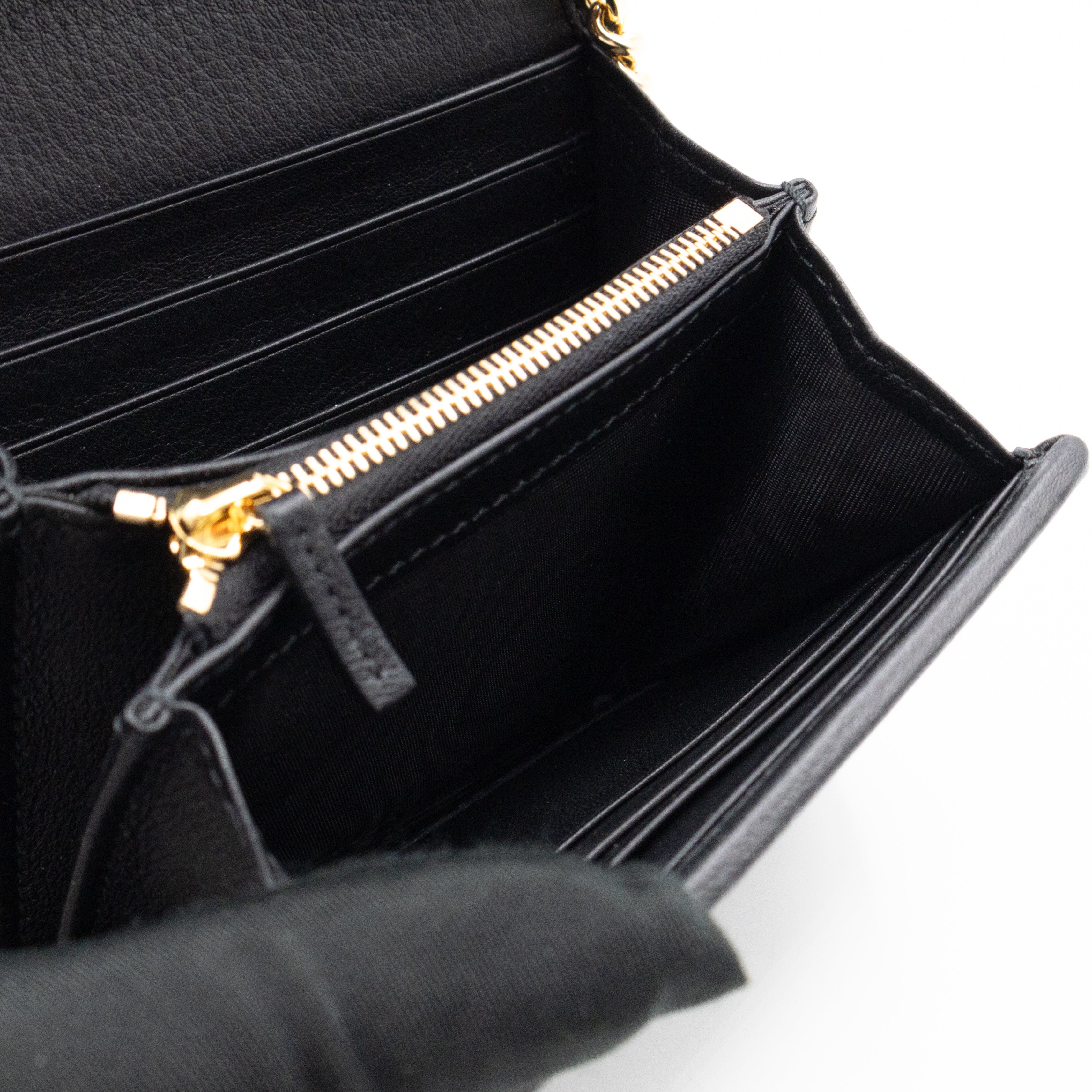 Blondie Medium Chain Wallet Bag Black Leather