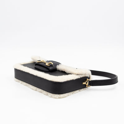 Horsebit 1955 Mini Shoulder Bag Black Leather Shearling